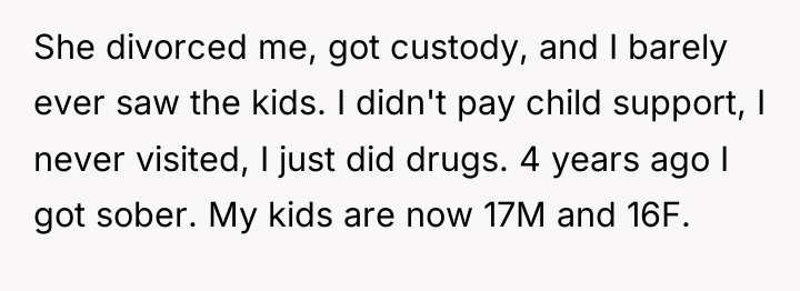 She divorced me, got custody, and I barely ever saw...