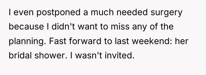 I even postponed a much needed surgery because I didn't...
