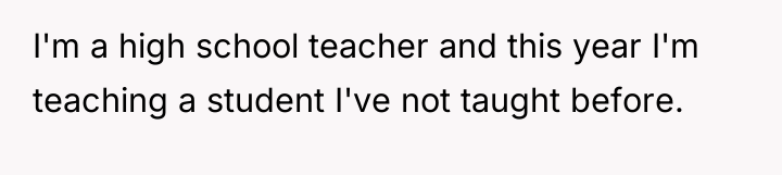 I'm a high school teacher and this year I'm teaching...