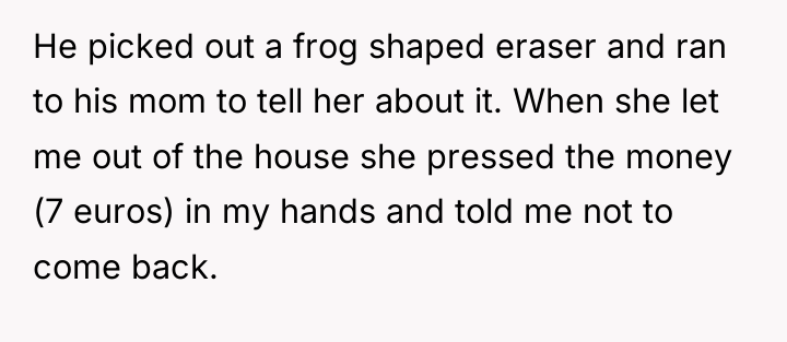 He picked out a frog shaped eraser and ran to...