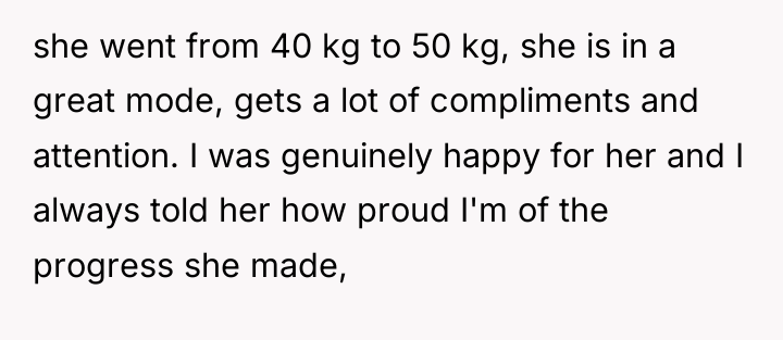 she went from 40 kg to 50 kg, she is...
