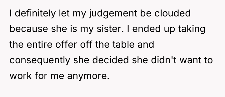I definitely let my judgement be clouded because she is...