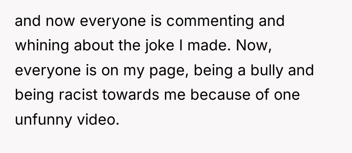 and now everyone is commenting and whining about the joke...