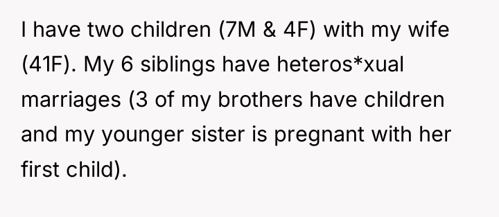 I have two children (7M & 4F) with my wife...