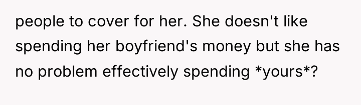 people to cover for her. She doesn't like spending her...