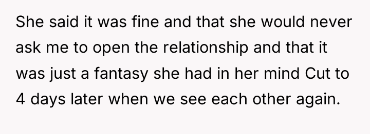 She said it was fine and that she would never...