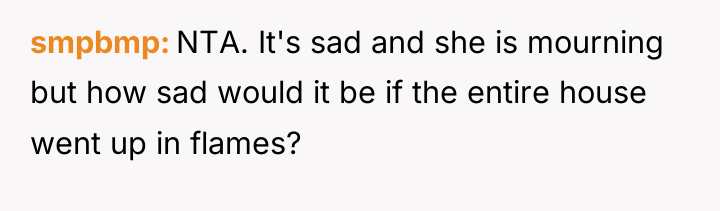 smpbmp NTA. It's sad and she is mourning but how...