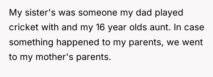 My sister's was someone my dad played cricket with and...