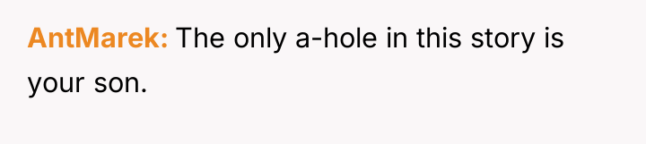 AntMarek The only a-hole in this story is your son.