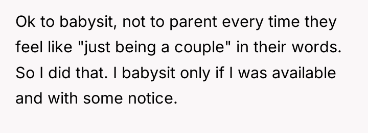 Ok to babysit, not to parent every time they feel...