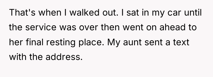 That's when I walked out. I sat in my car...
