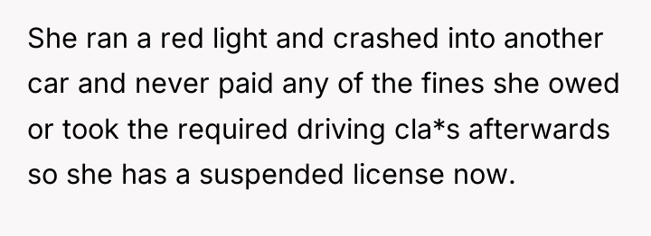 She ran a red light and crashed into another car...
