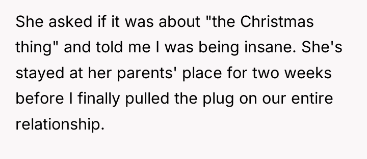 She asked if it was about "the Christmas thing" and...