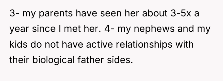 3- my parents have seen her about 3-5x a year...