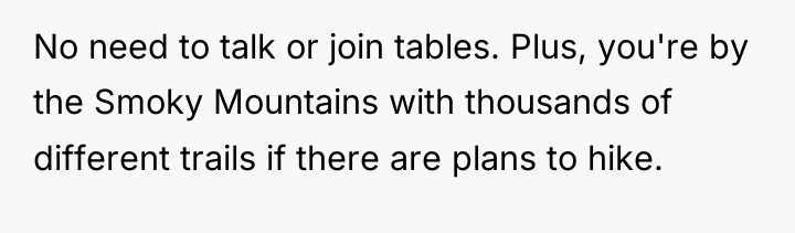 No need to talk or join tables. Plus, you're by...