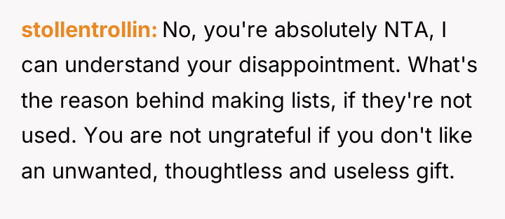 stollentrollin No, you're absolutely NTA, I can understand your disappointment....