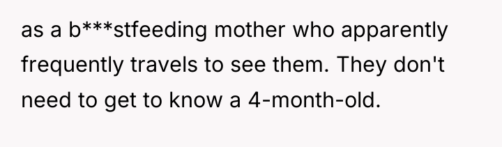 as a b***stfeeding mother who apparently frequently travels to see...
