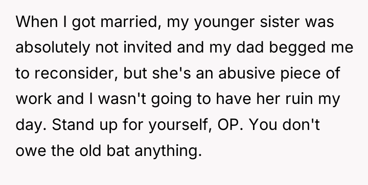 When I got married, my younger sister was absolutely not...