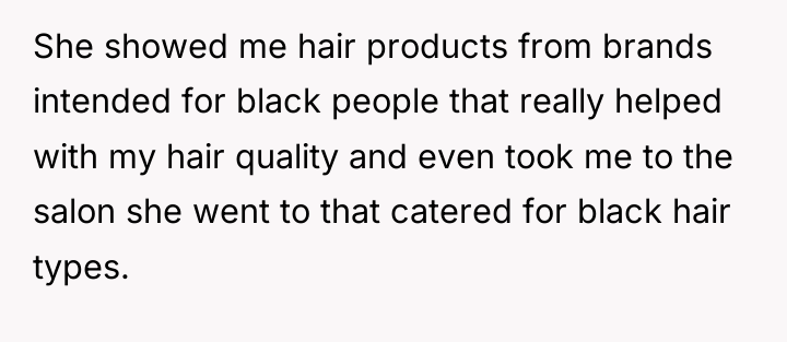 She showed me hair products from brands intended for black...