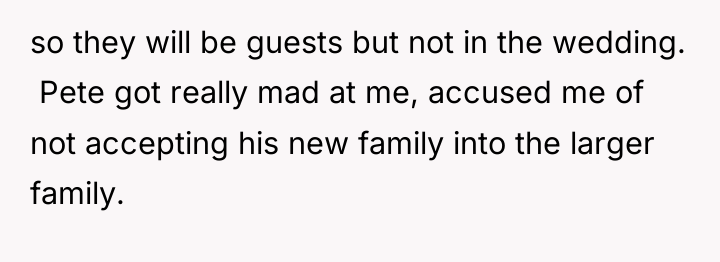 so they will be guests but not in the wedding....