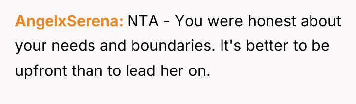 AngelxSerena NTA - You were honest about your needs and...