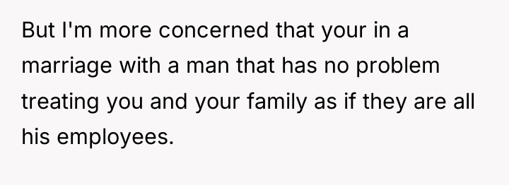 But I'm more concerned that your in a marriage with...