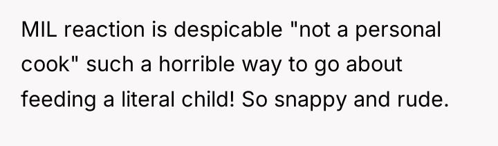 MIL reaction is despicable "not a personal cook" such a...