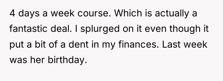 4 days a week course. Which is actually a fantastic...