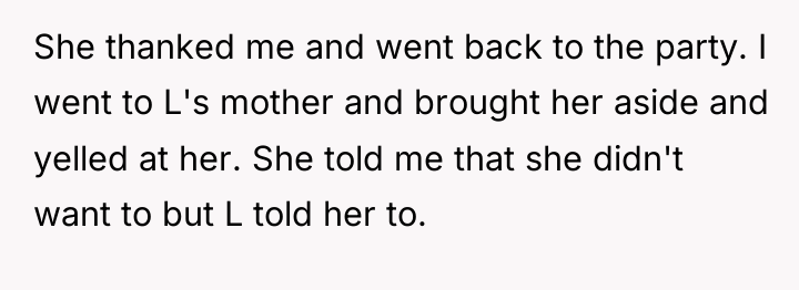 She thanked me and went back to the party. I...