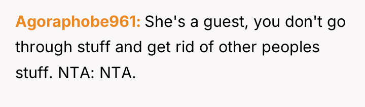 Agoraphobe961 She's a guest, you don't go through stuff and...