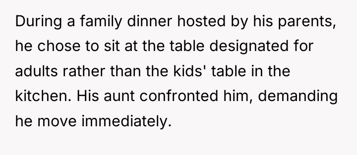 During a family dinner hosted by his parents, he chose...