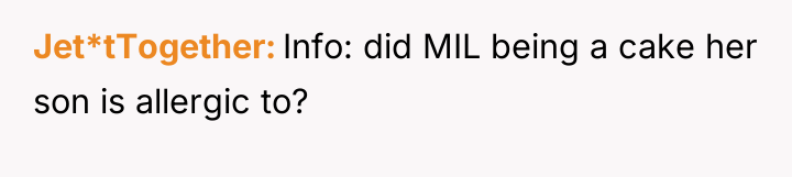 Jet*tTogether Info: did MIL being a cake her son is...