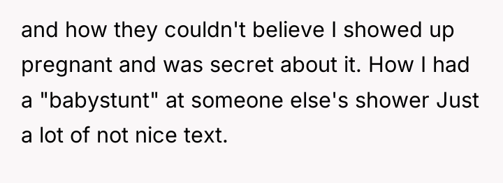 and how they couldn't believe I showed up pregnant and...