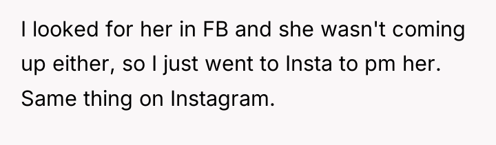 I looked for her in FB and she wasn't coming...
