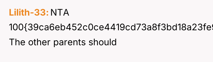 Lilith-33 NTA 100{39ca6eb452c0ce4419cd73a8f3bd18a23fe95ab4febb092bc2ab1b542eeea82f} The other parents should