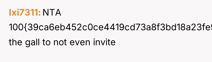 Ixi7311 NTA 100{39ca6eb452c0ce4419cd73a8f3bd18a23fe95ab4febb092bc2ab1b542eeea82f} the gall to not even invite