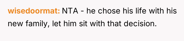 wisedoormat NTA - he chose his life with his new...