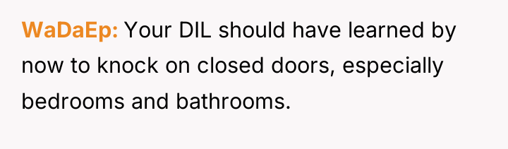 WaDaEp Your DIL should have learned by now to knock...