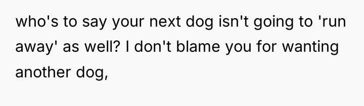 who's to say your next dog isn't going to 'run...