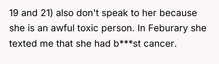 19 and 21) also don't speak to her because she...