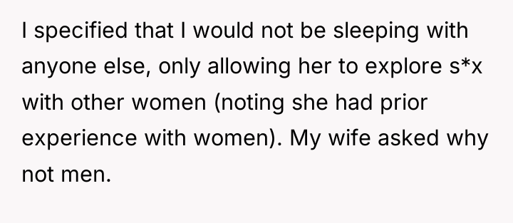 I specified that I would not be sleeping with anyone...