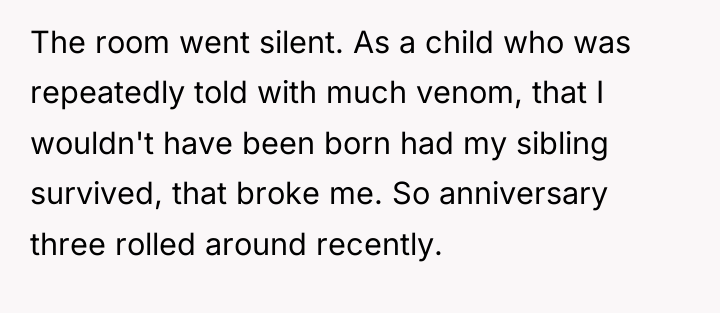 The room went silent. As a child who was repeatedly...