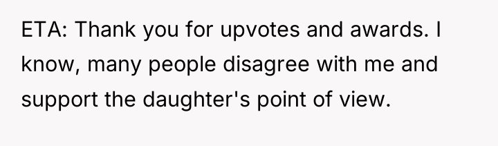 ETA: Thank you for upvotes and awards. I know, many...