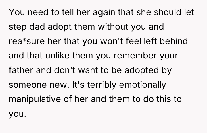 You need to tell her again that she should let...