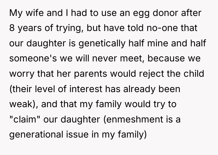 My wife and I had to use an egg donor...
