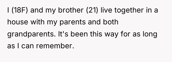 I (18F) and my brother (21) live together in a...