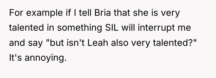 For example if I tell Bria that she is very...