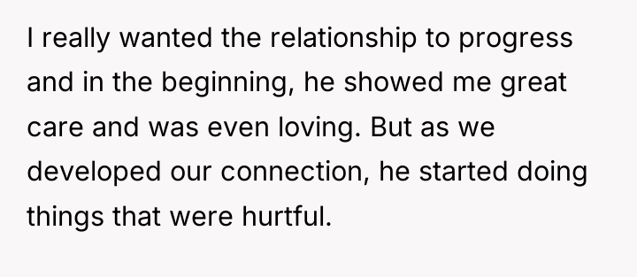 I really wanted the relationship to progress and in the...