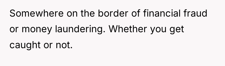 Somewhere on the border of financial fraud or money laundering....