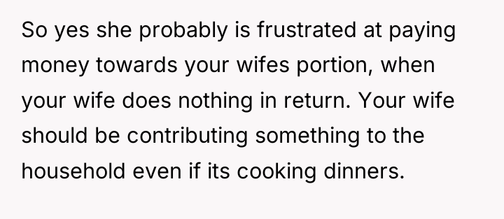 So yes she probably is frustrated at paying money towards...